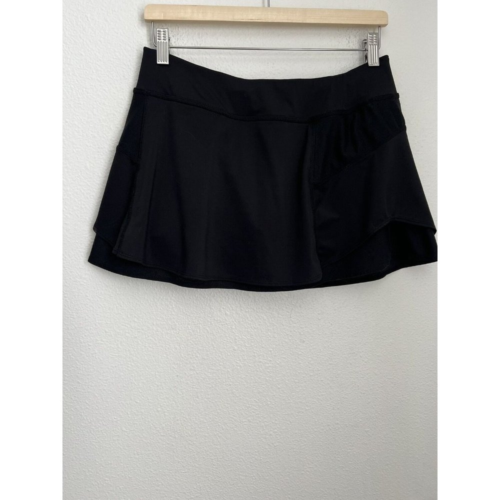 ATHLETA Women Skort Golf Black Layered Skirt Shorts Running Size Medium m